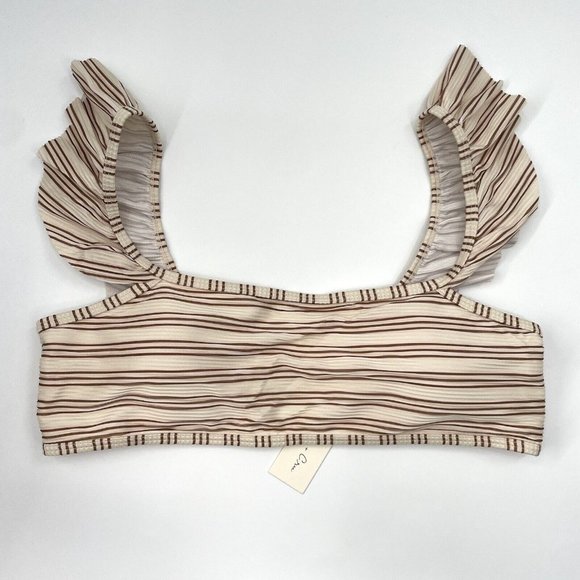 Rylee + Cru Other - Rylee + Cru Women Striped Bikini‎ Bralette Brown Swimsuit Top S